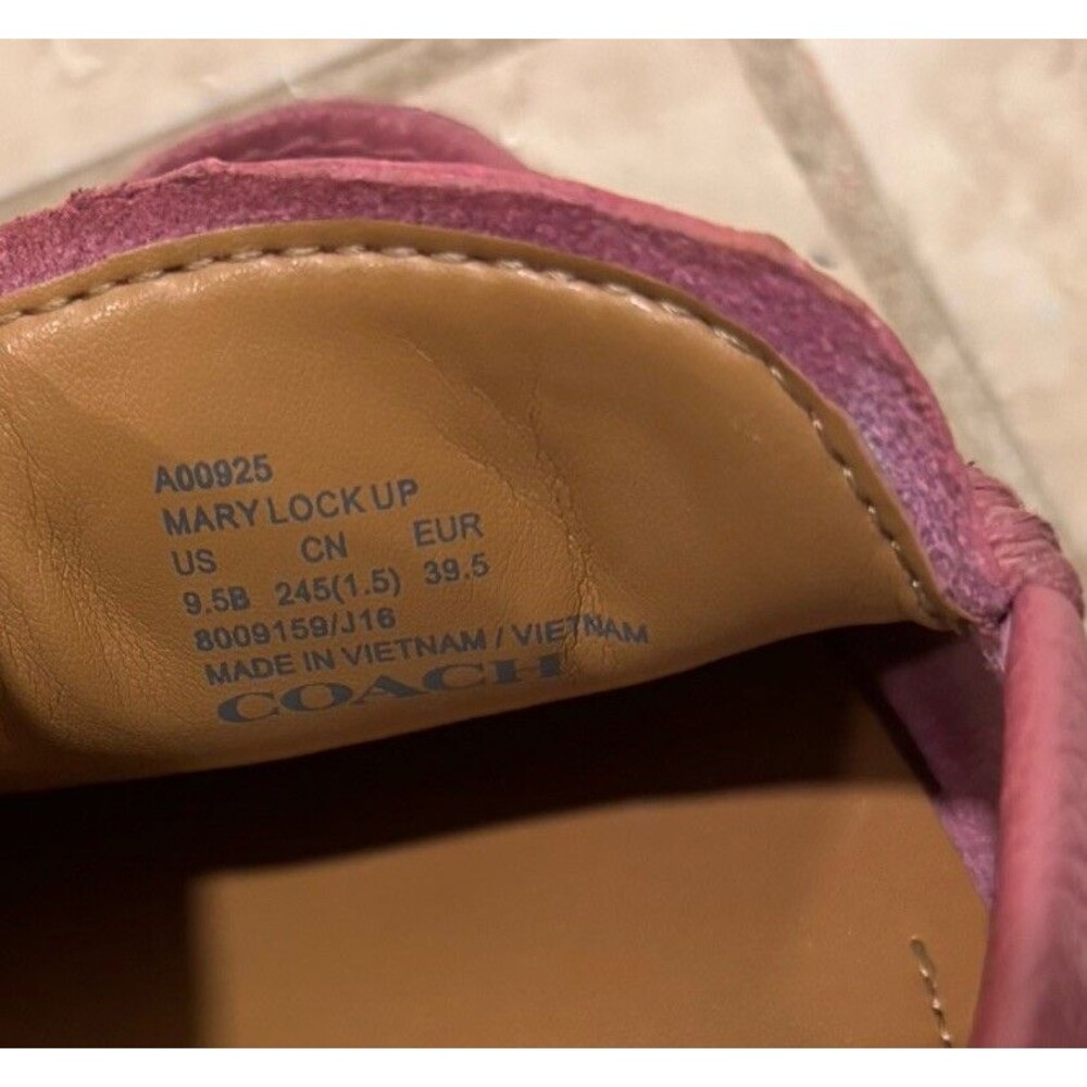 Coach Mary Lock Up Loafers Womens 9.5B Pink Pebbled Leather Slip On Flats - Picture 8 of 8